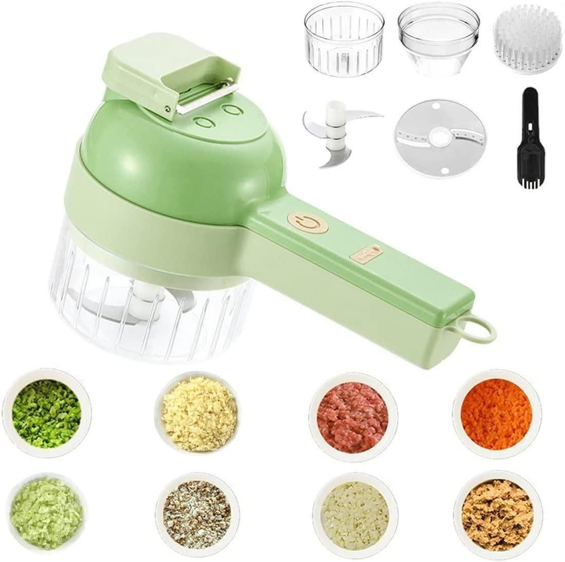 1 Electric Vegetable Cutter Set 4 in 1 Portable Rechargeable Wireless Food Processor & Chopper