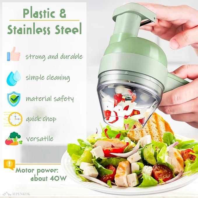 1 Electric Vegetable Cutter Set 4 in 1 Portable Rechargeable Wireless Food Processor & Chopper