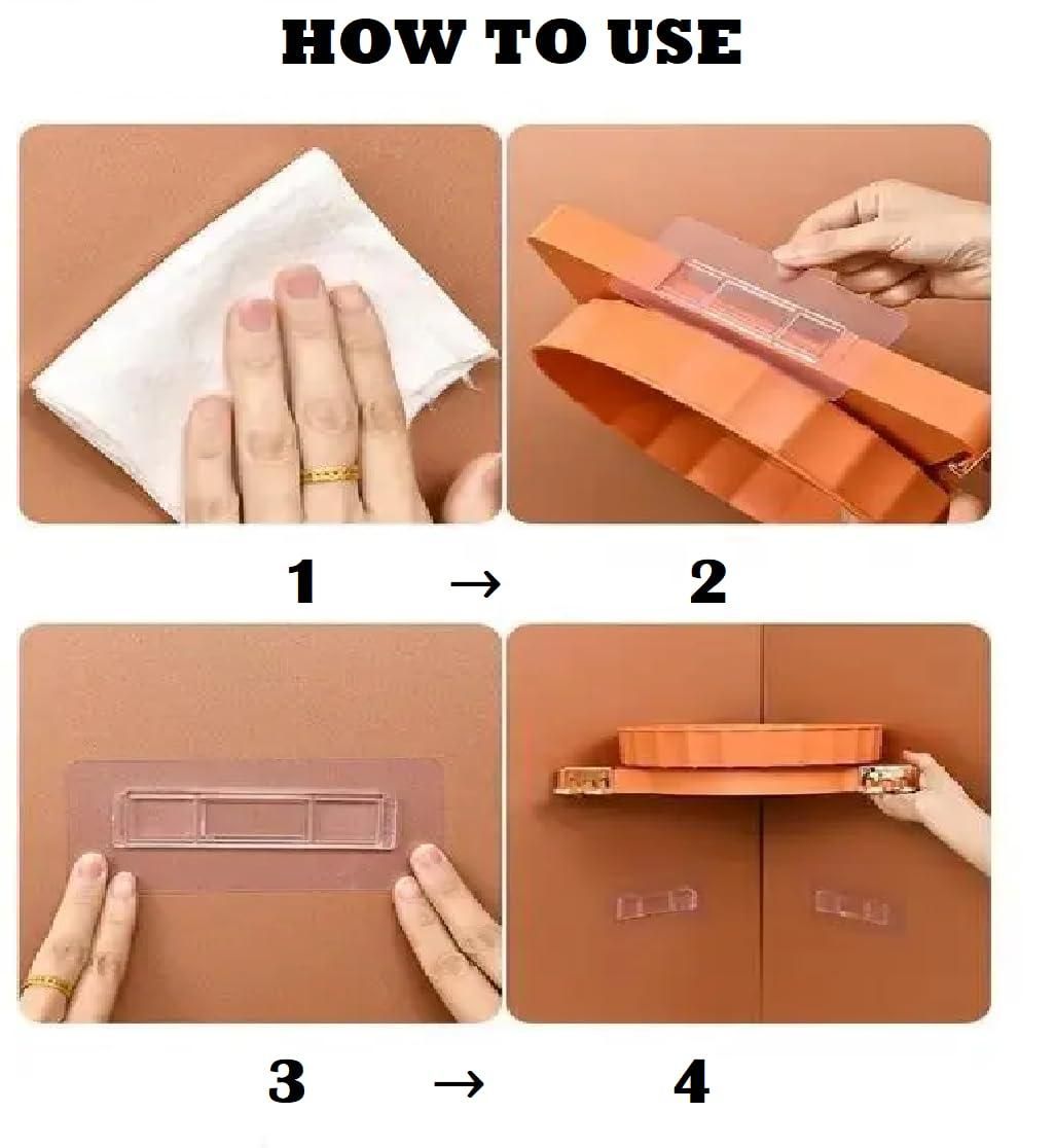 360° Corner Wall Mounted Self-Adhesive rotating Shelf-Storage Organizer for Bathroom and Kitchen