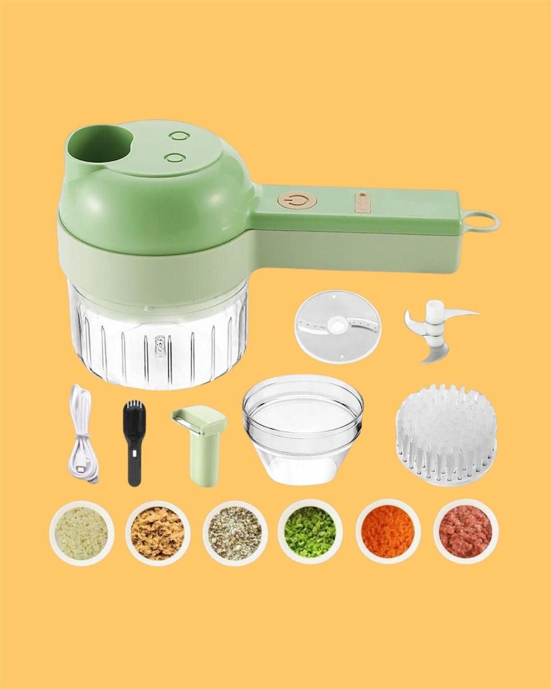 1 Electric Vegetable Cutter Set 4 in 1 Portable Rechargeable Wireless Food Processor & Chopper