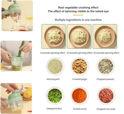 1 Electric Vegetable Cutter Set 4 in 1 Portable Rechargeable Wireless Food Processor & Chopper