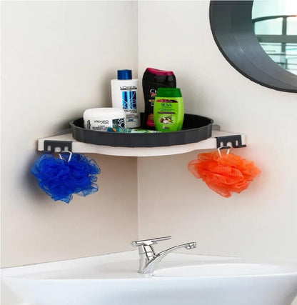 360° Corner Wall Mounted Self-Adhesive rotating Shelf-Storage Organizer for Bathroom and Kitchen