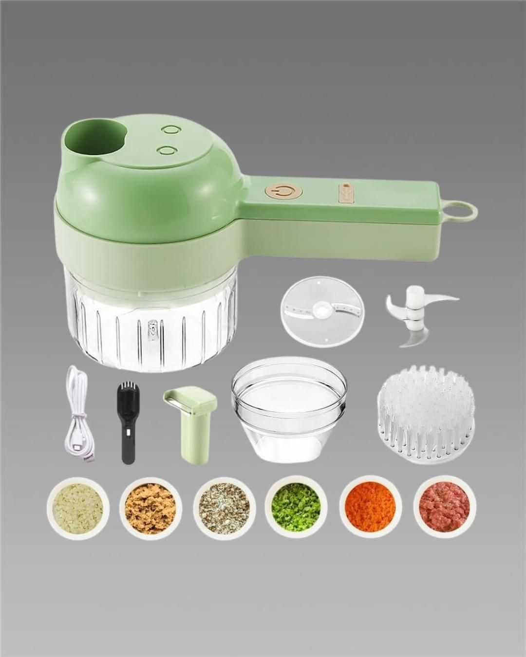1 Electric Vegetable Cutter Set 4 in 1 Portable Rechargeable Wireless Food Processor & Chopper