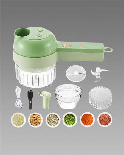 1 Electric Vegetable Cutter Set 4 in 1 Portable Rechargeable Wireless Food Processor & Chopper